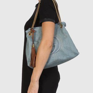 GUCCI Denim Medium Soho Shoulder Bag